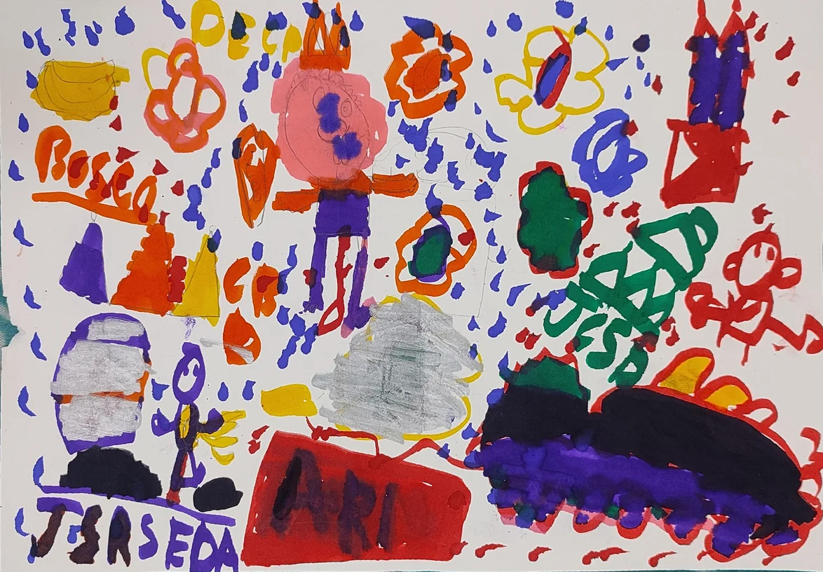 Artwork created by a boy at BOSCO Mane during a Brushstrokes of Emotion session